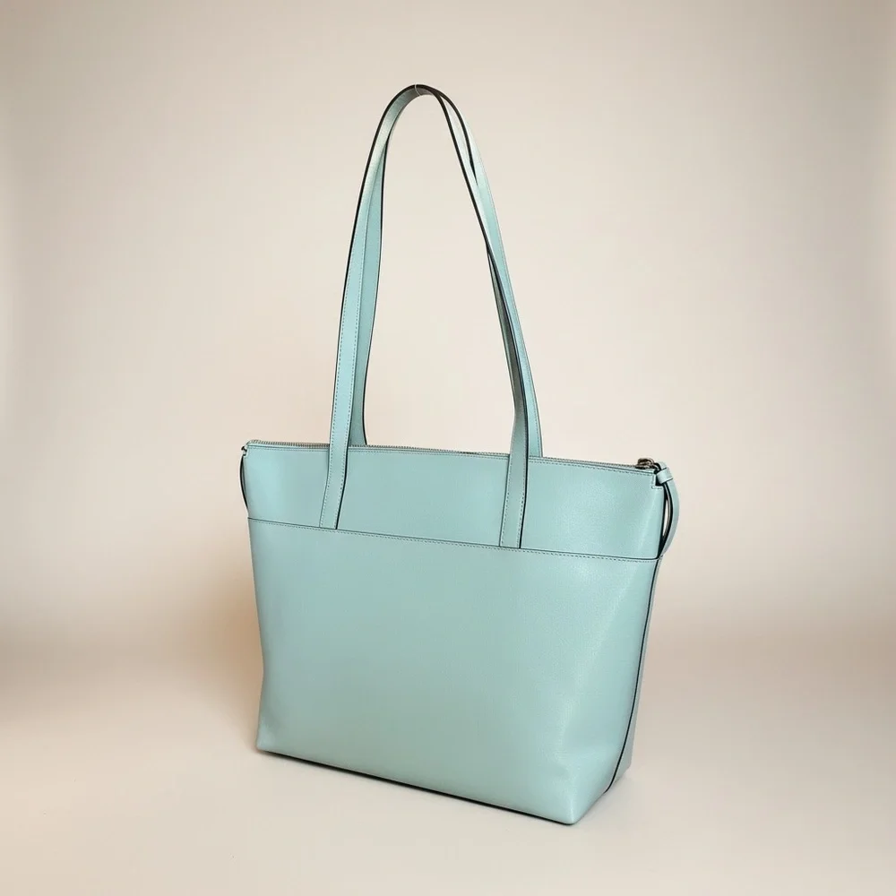 Kate Spade Mint Green Saffiano Leather Tote Large Work Laptop Bag NWOT Chic